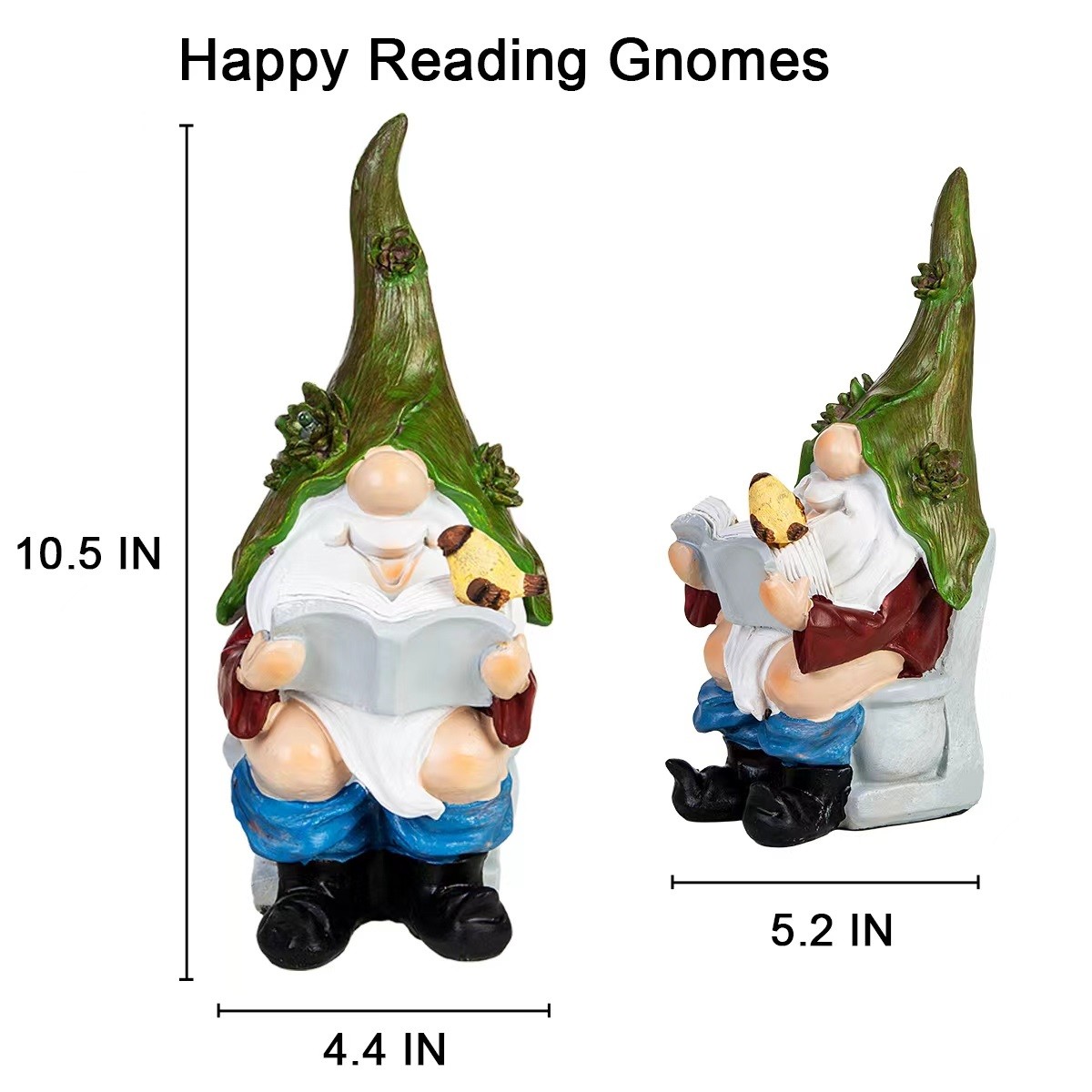 Garden Gnomes Statues with Solar LED Lights, Funny Outdoor Statues